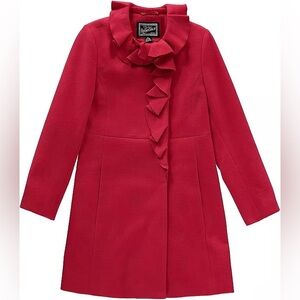 Rothschild & CO Big Girls Red Ruffle Front Dress Coat Size Medium 10/12